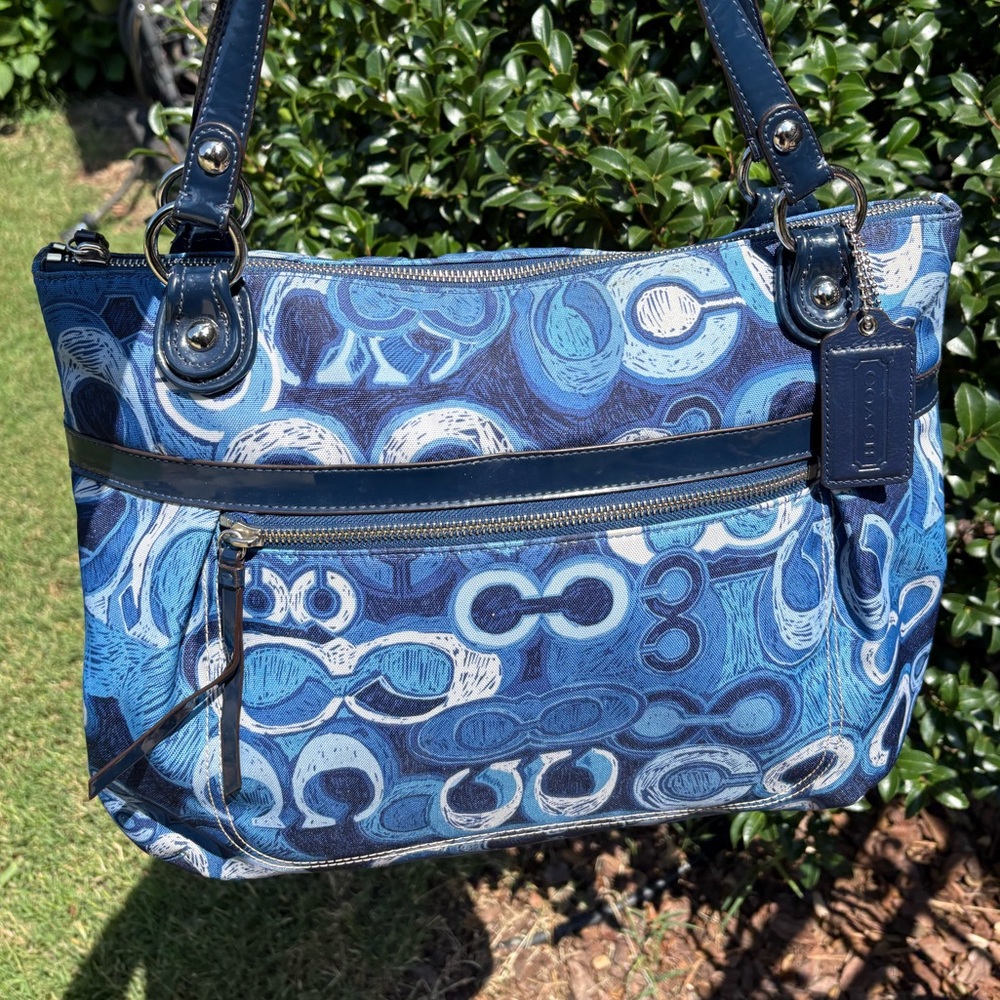 Coach Poppy Appliqué Glam Blue EUC - Picture 5 of 12